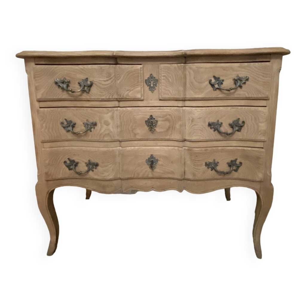 Commode 3 Tiroirs En Chêne Massif – Style Arbalète, Grand Modèle, état Impeccable