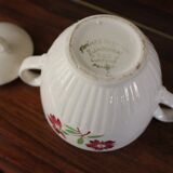 Jacques Lunéville ceramic sugar bowl with red flowers Art Deco