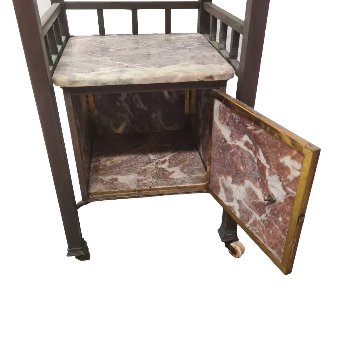 Antique French Bedside Table With Marble, late 1800s