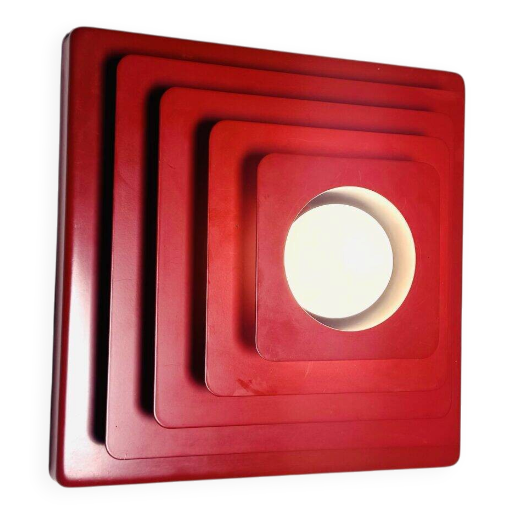 Multi-Layered Pyramid Wall Lamp In Red By Hustadt Leuchten, Germany 1970S