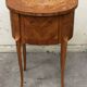 Oval side table in marquetry wood, Louis XVI style - early 20th century