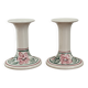 Pair of hand-painted English porcelain candlesticks