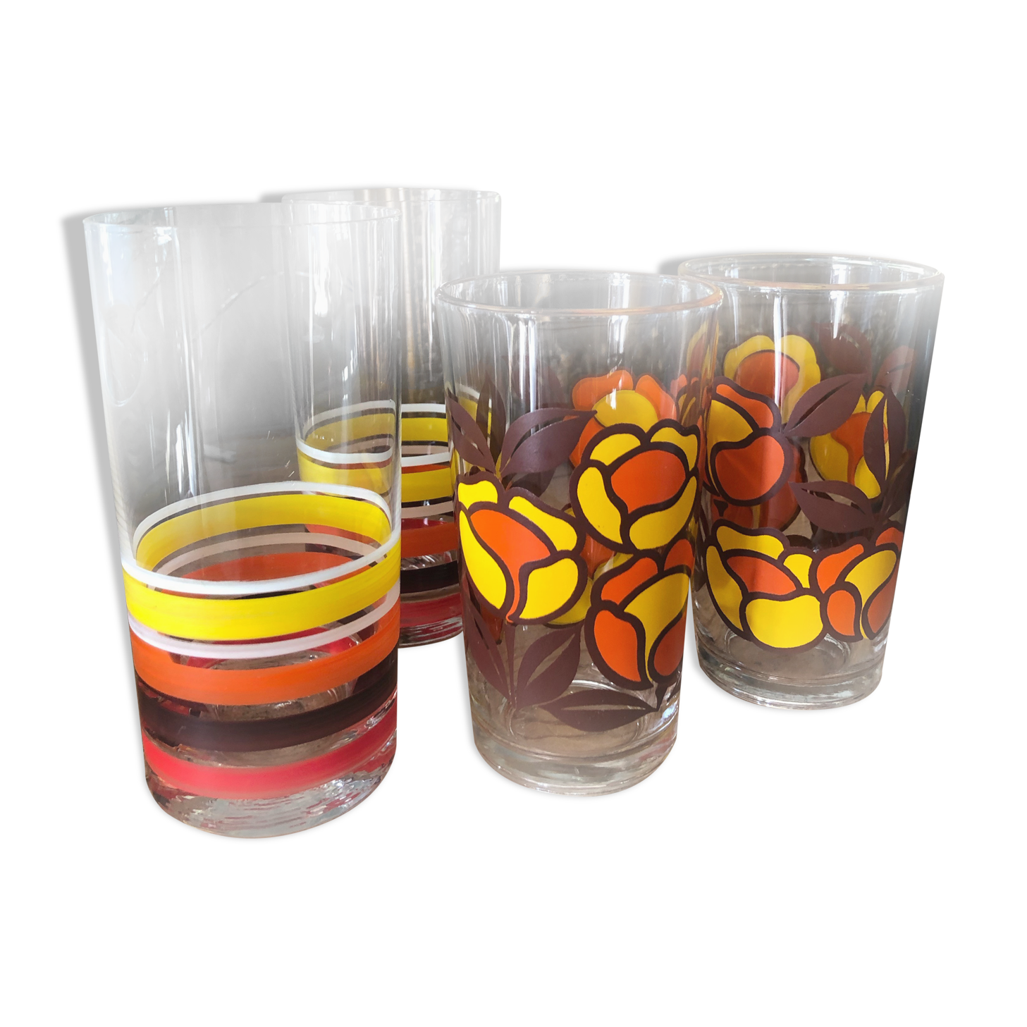 4 vintage pop style water glasses