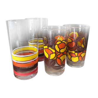 4 verres à eau style pop vintage
