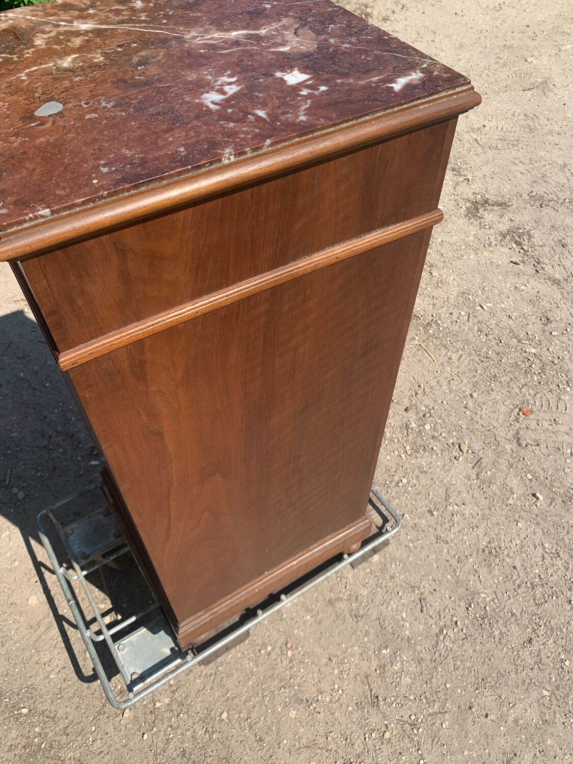 High bedside table in wood and marble around 1900