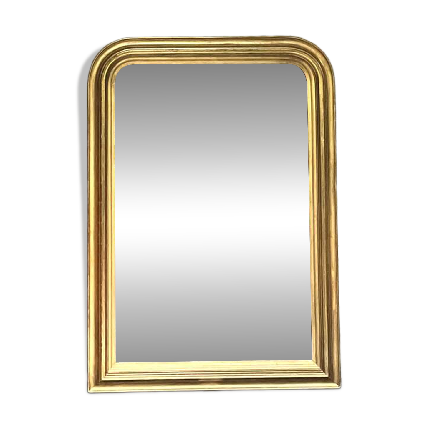 Antique mirror 136.5/98cm Louis-Philippe pearl-gilded with gold leaf.