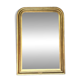 Antique mirror 136.5/98cm Louis-Philippe pearl-gilded with gold leaf.