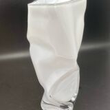 White tinted glass vase with crumpled effect