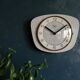 Vintage formica silent wall clock "Flash wood gray"