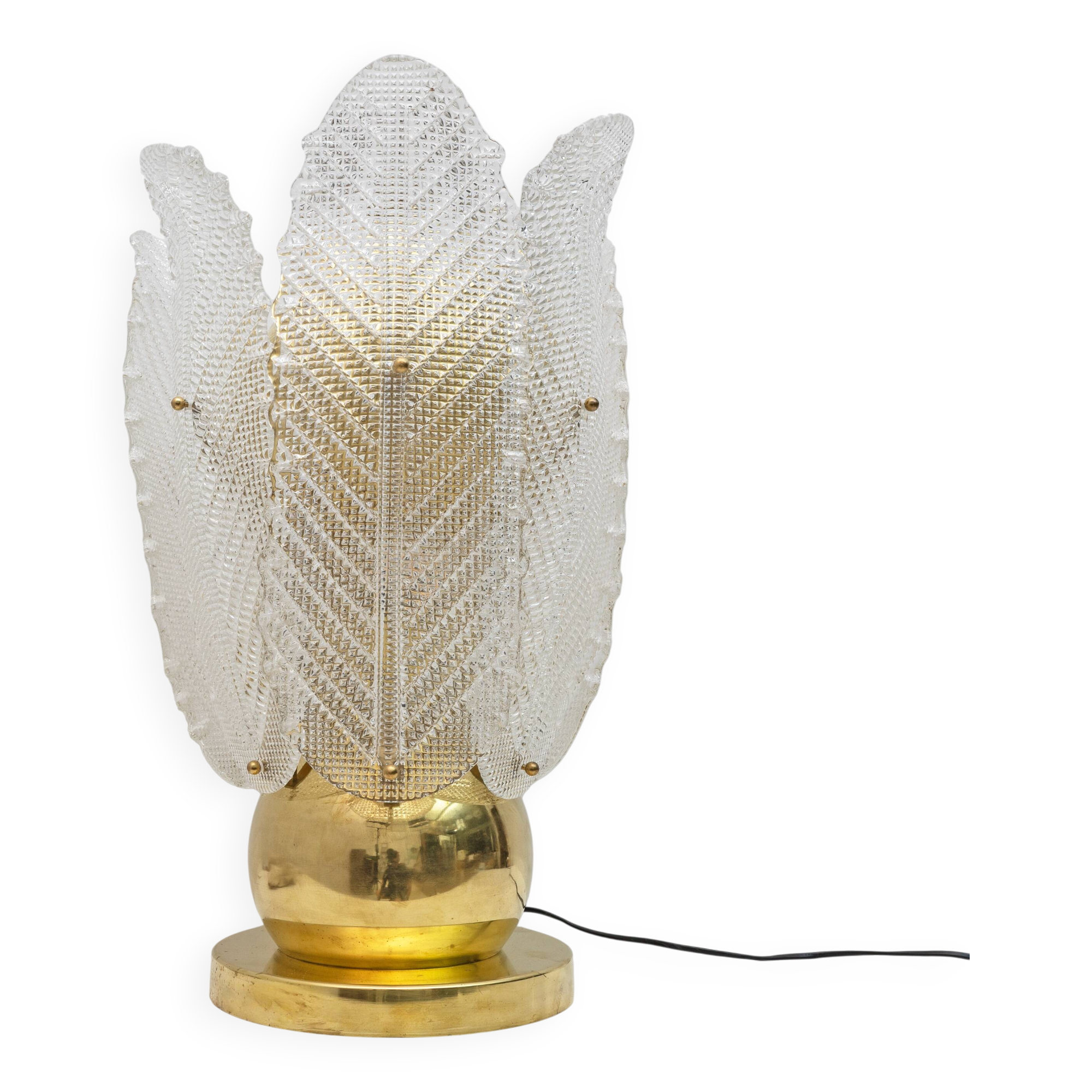 Mid-century Modern Brass and Murano Glass Big Table Lamp by Mazzega