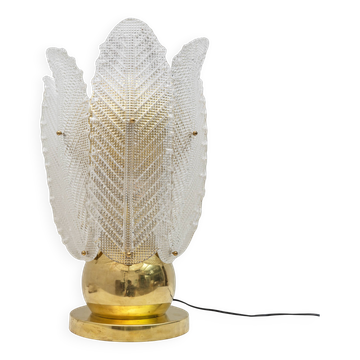Mid-century Modern Brass and Murano Glass Big Table Lamp by Mazzega