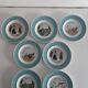 Set of 7 antique plates 18 cm – Fables de La Fontaine – turquoise decoration