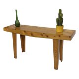Vintage pinewood side table 60s handmade side table minimalist design