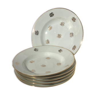 6 hollow plates porcelain ivory decoration gold roses