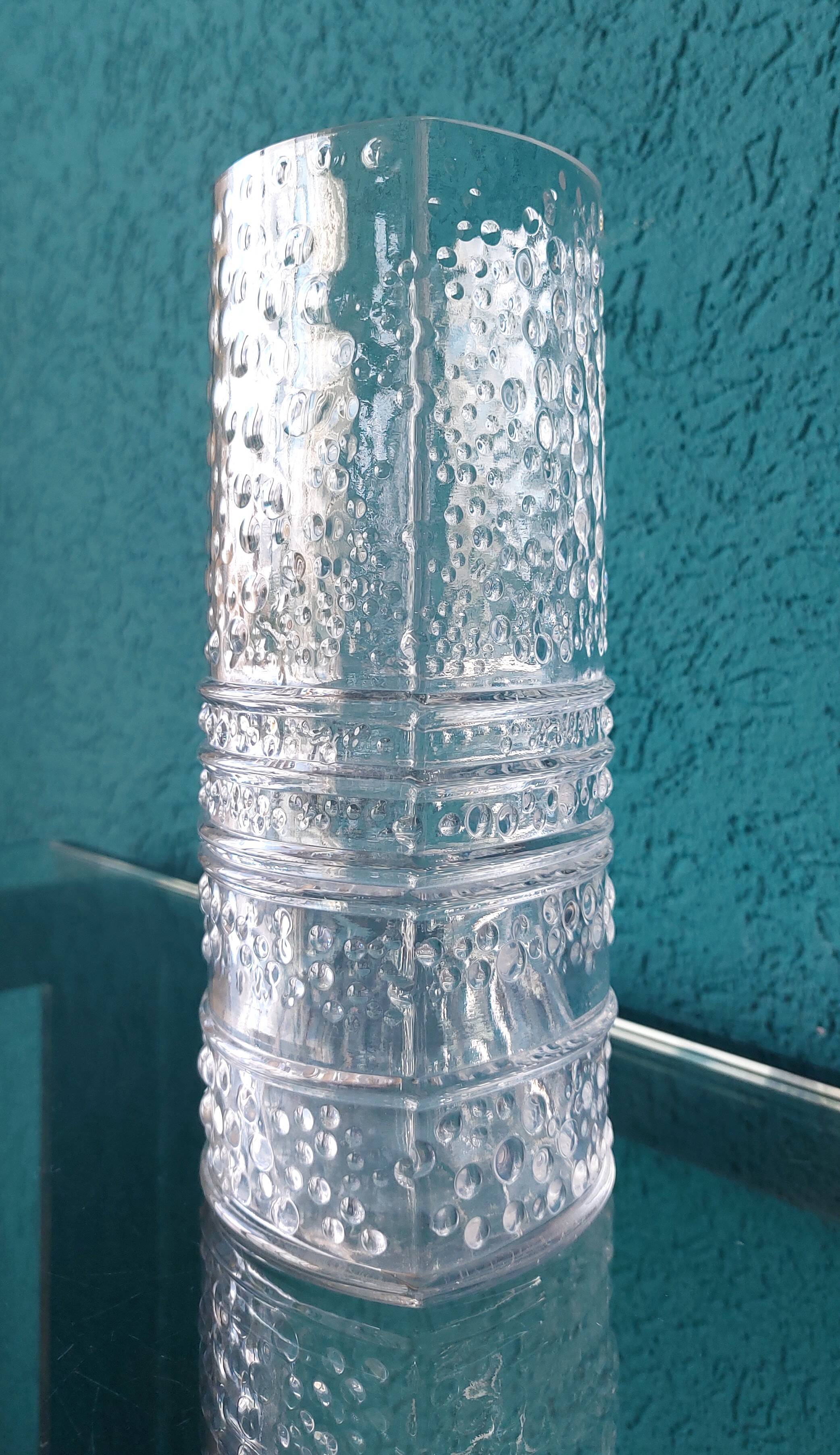 Vintage Structured Glass Vase by Willem Heesen for Leerdam Glass Factory