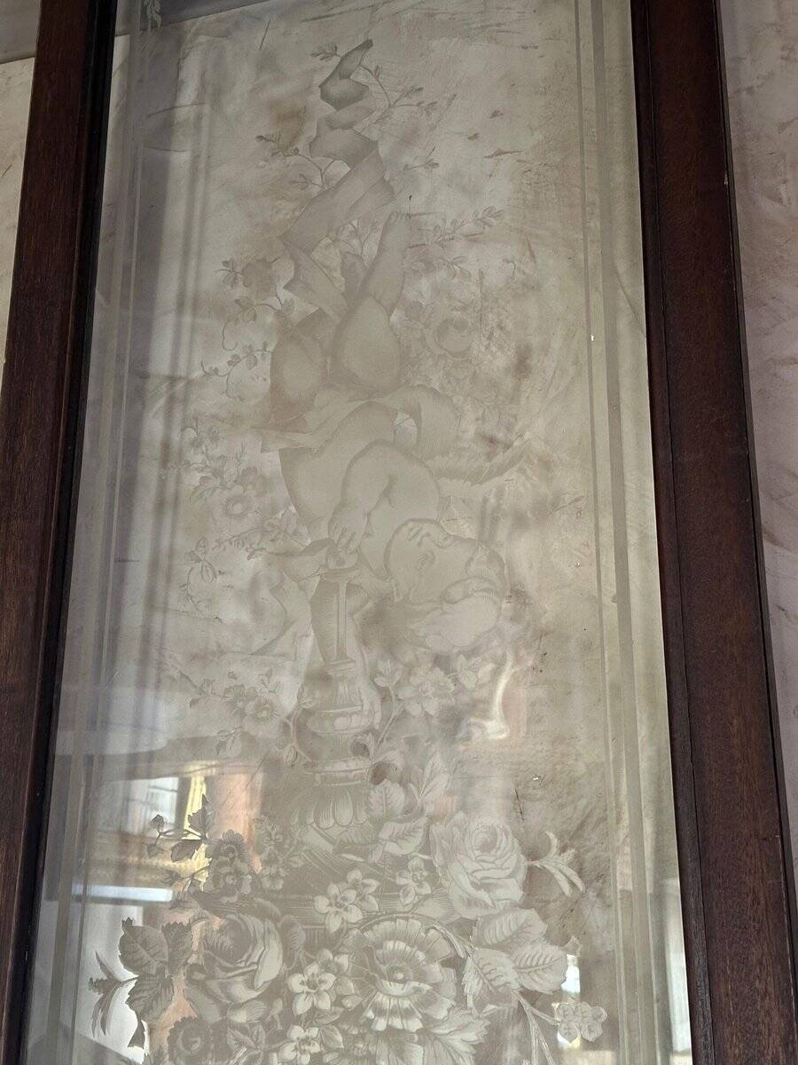 Etched glass door, 1890s