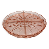 Beautiful pink dish with 4 compartments in vintage pressed glass