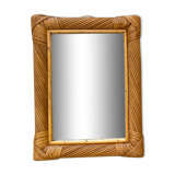 Rectangular mirror in rattan and vintage bamboo 30x40cm