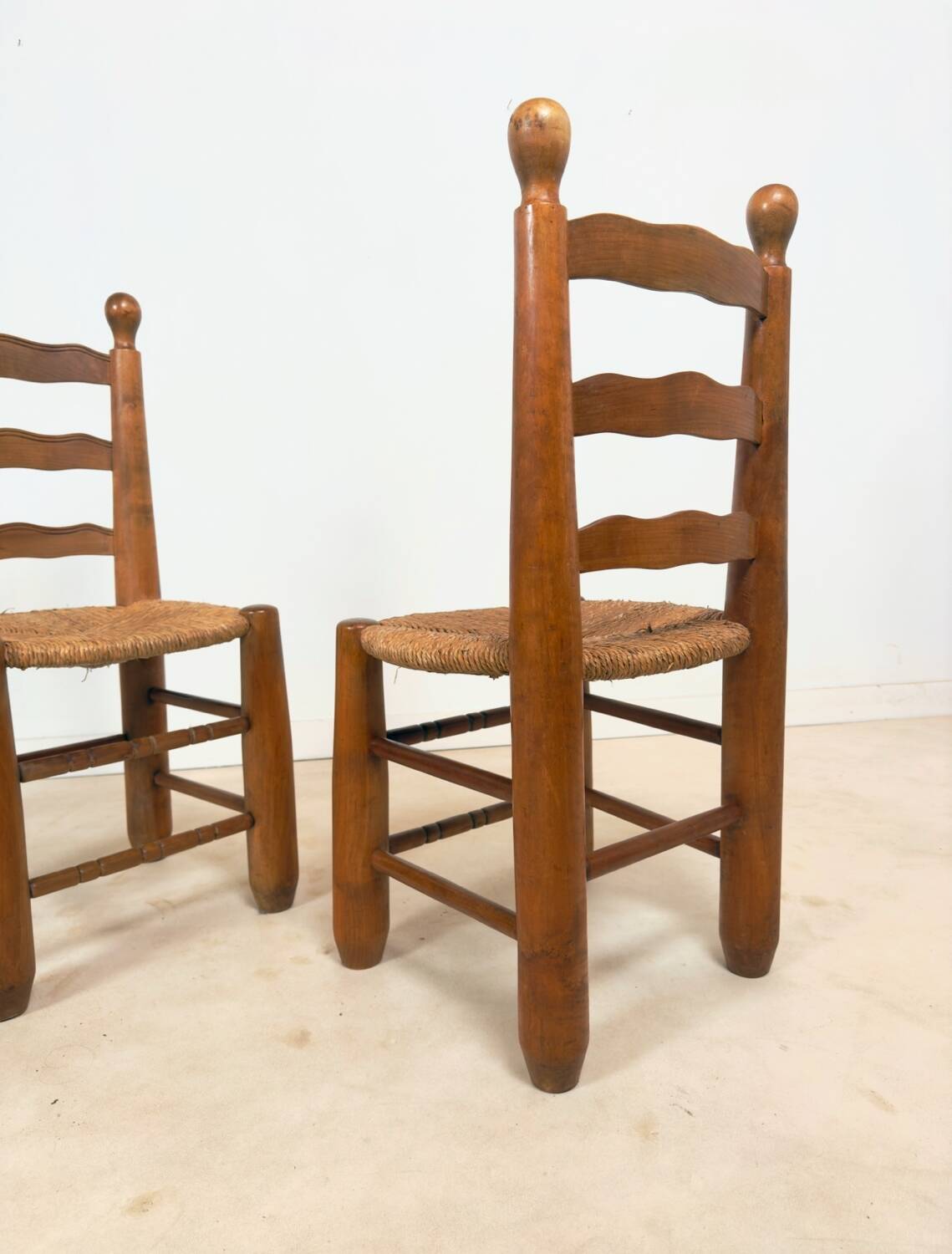 Vintage wooden chair with rush seating