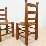Vintage wooden chair with rush seating