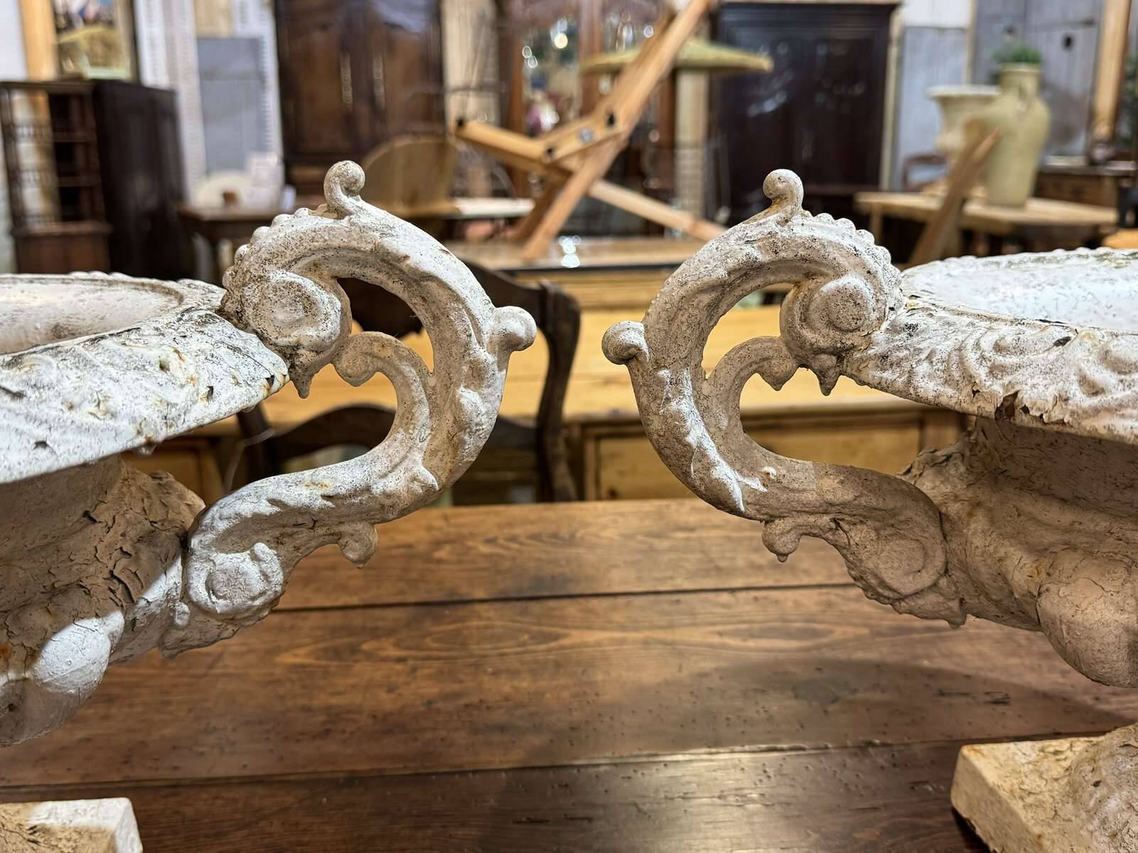 Pair of Medici vases in cast iron from the 19th century.