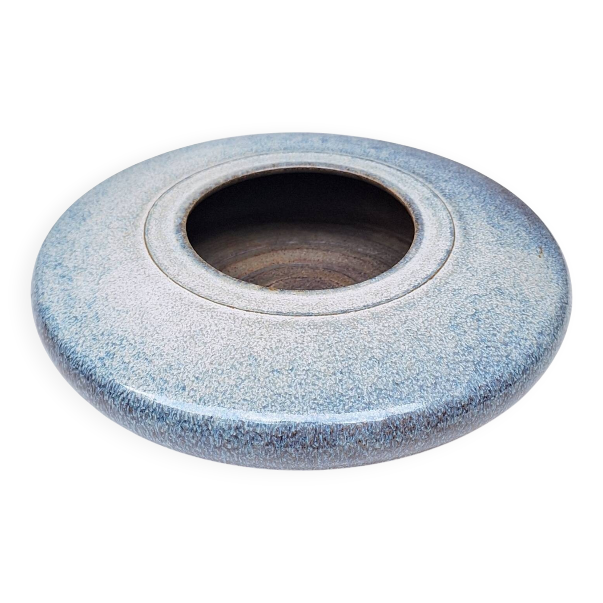 Flat ceramic vase by Nadia and Alain Pinel