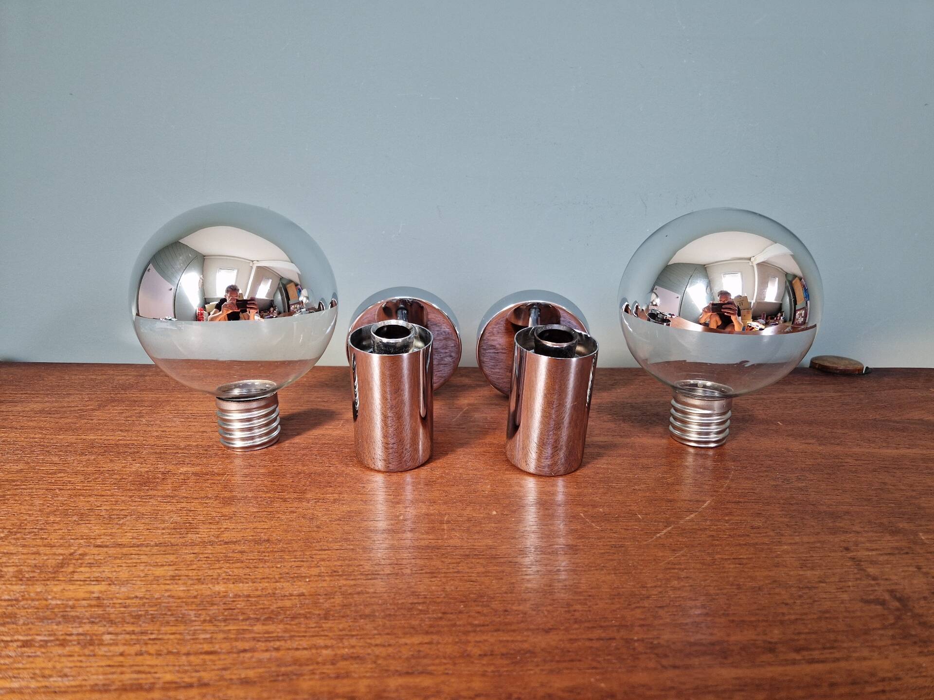Pair of Space Age wall sconces, Motoko Ishii, Staff Leuchten, 1970