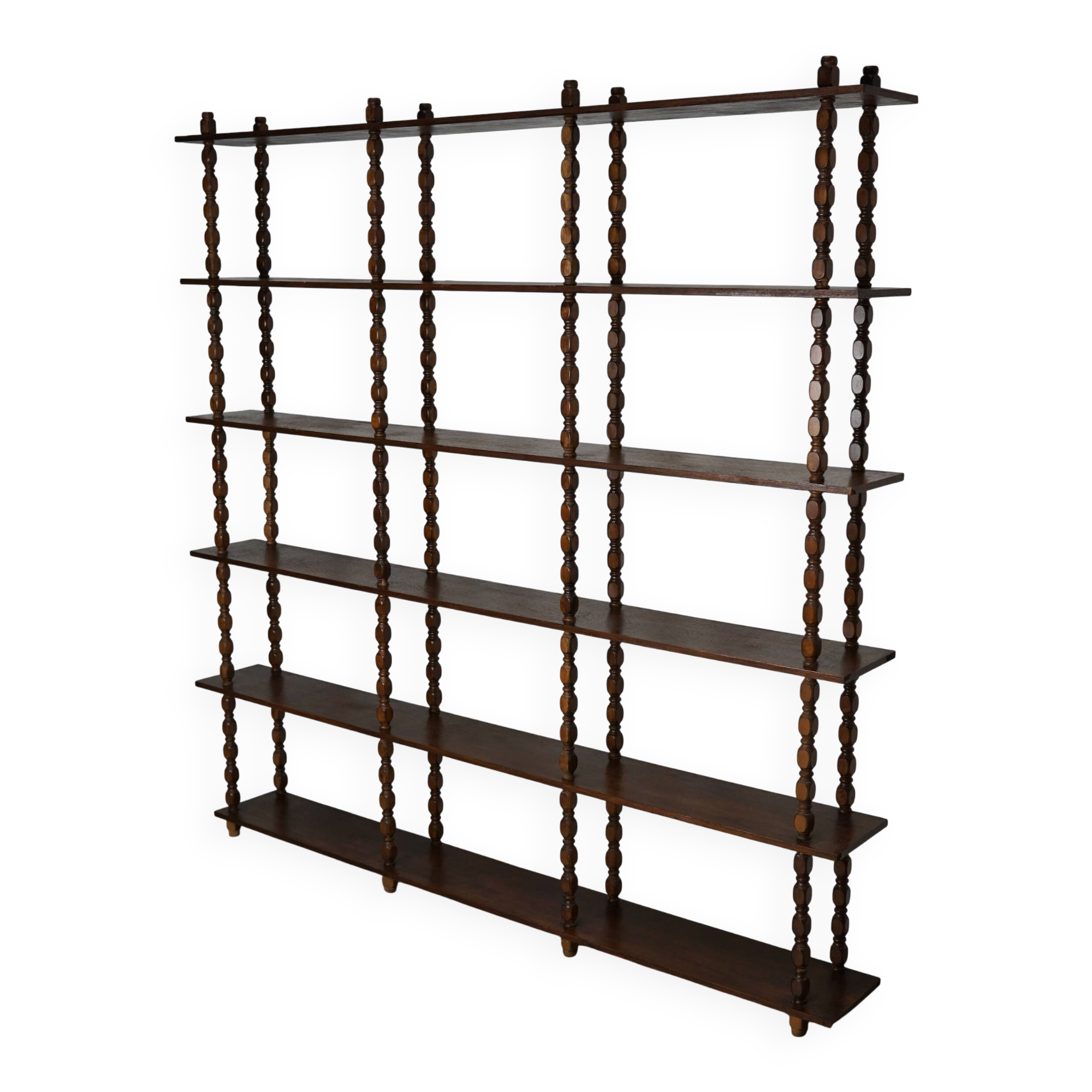 French Oak Mid-Century Bobbin Shelving Unit