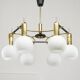 Mid-Century Modern Italian Brass and Opaline Chandelier