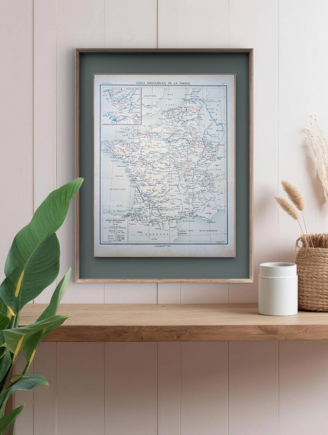 Carte des voies navigables de France, originale imprimée en 1896.