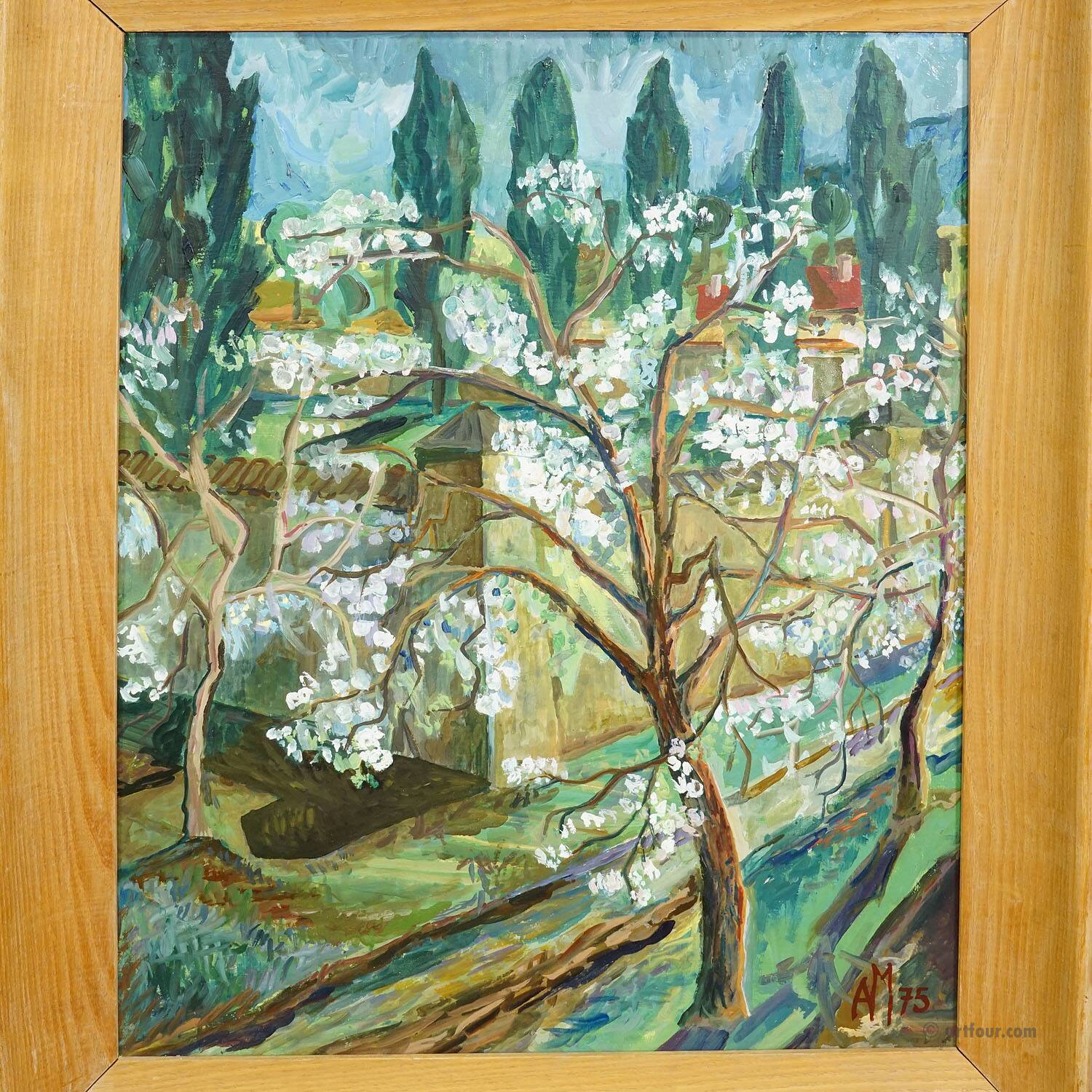 Tree in Bloom – Original Painting by Alexander Michael, 1975