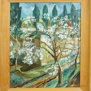 Arbre en fleurs – Peinture originale par Alexander Michael, 1975