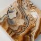 Beige-Black-Brown Marble Ashtray, Italian 1970s Design, Heavy Sculptural Table Decor