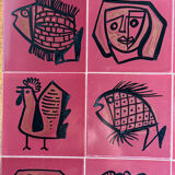 Height-adjustable table in oak and ceramic – Guillerme & Chambron, France