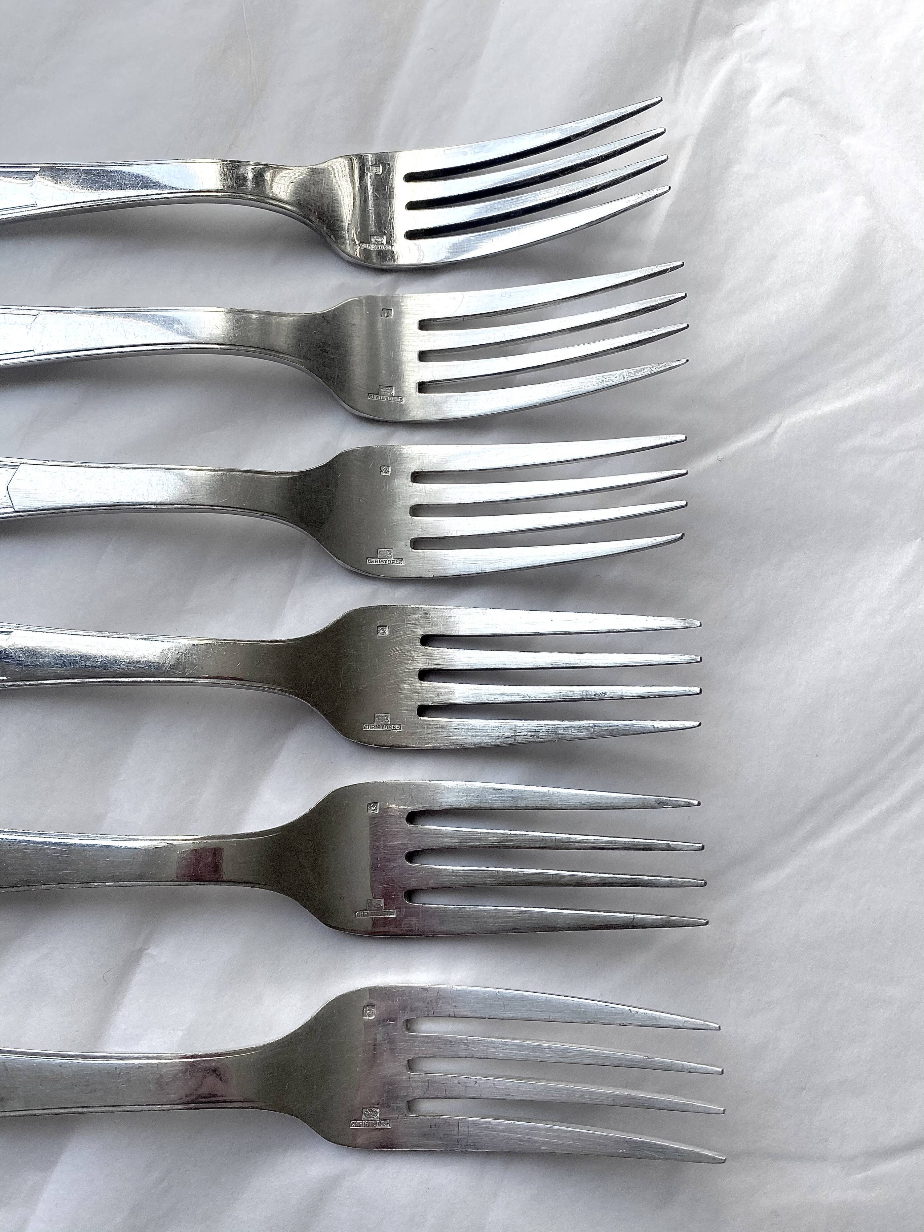 Christofle cutlery set - 11 fourchettes de table et 11 cuillères à soupe - Art déco - Métal argenté