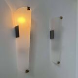 Pair of vintage brass and perspex wall lights, France 1960