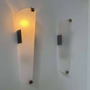 Pair of vintage brass and perspex wall lights, France 1960