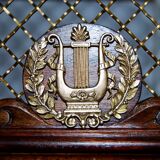 Large Empire library in solid mahogany, late nineteenth century
