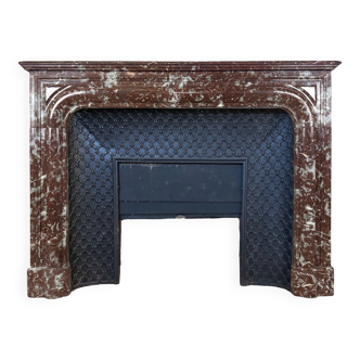 Louis XIV style red marble fireplace