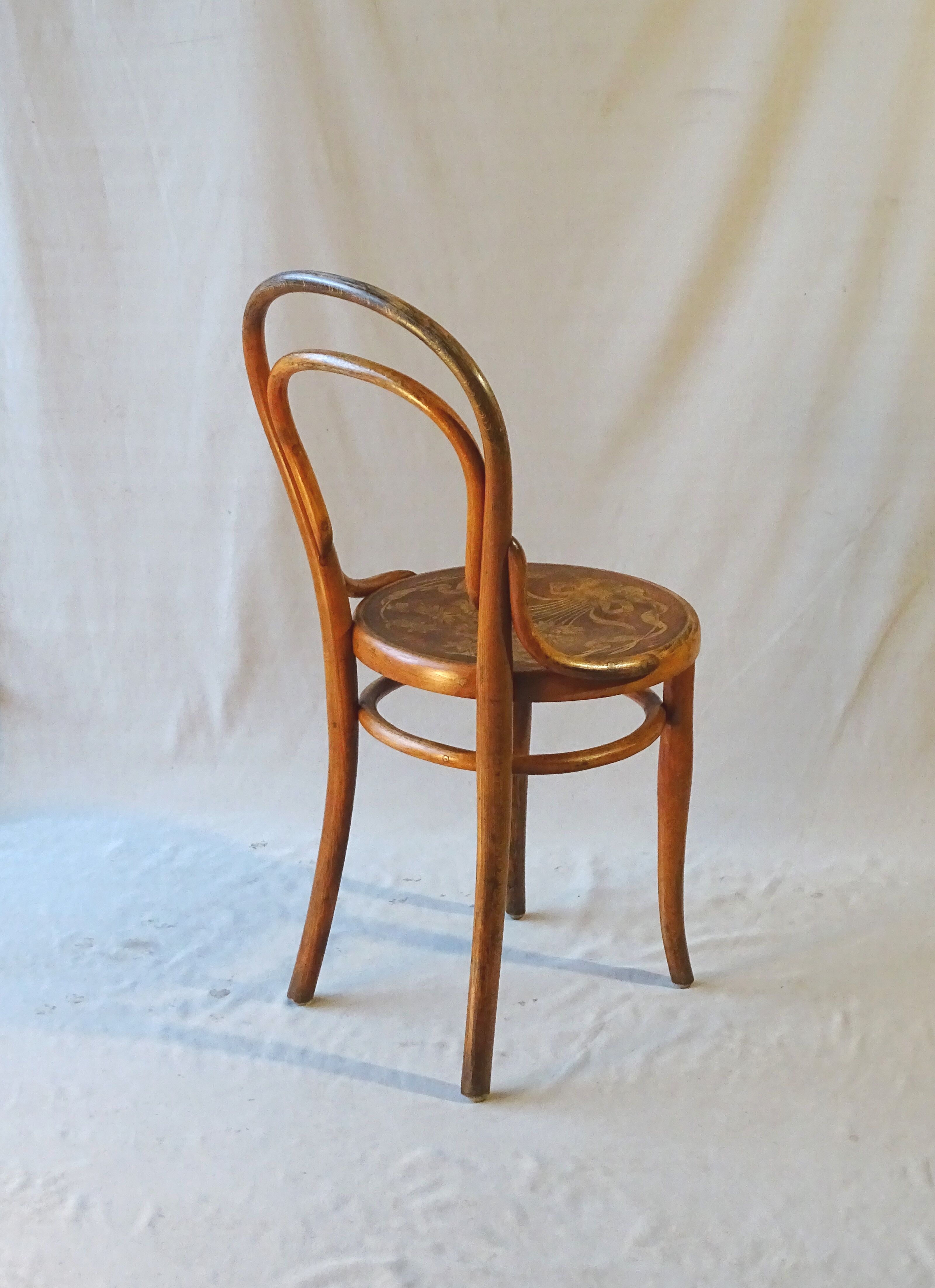 Thonet chair N°14 1/2, flowered wood seat -1900 -