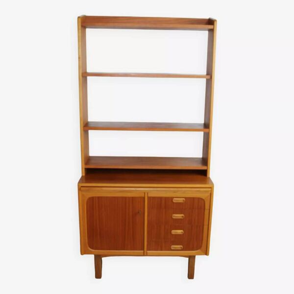Bibliothèque multifonction vintage scandinave en teck – Danemark – années 60