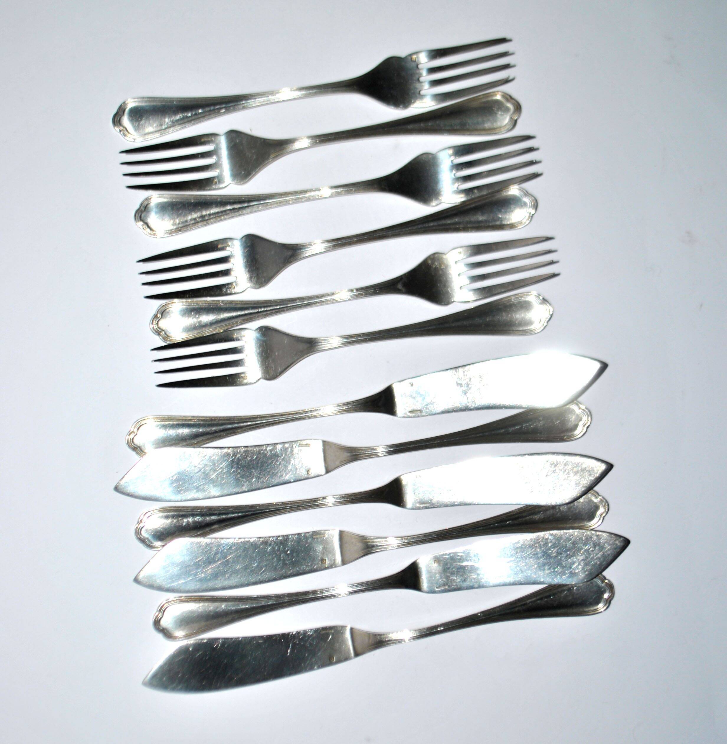 Christofle Spatours 12-piece fish cutlery set: 6 forks + 6 fillet knives