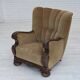 1960s, Danish relax chair, original green furniture velour, oak wood.