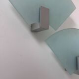 Pair of vintage sandblasted glass wall lights, Italy 1980s