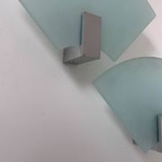 Pair of vintage sandblasted glass wall lights, Italy 1980s