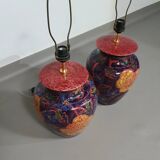 Hand-turned ceramic / glazed vase lamp holders 1970s (most likely French)