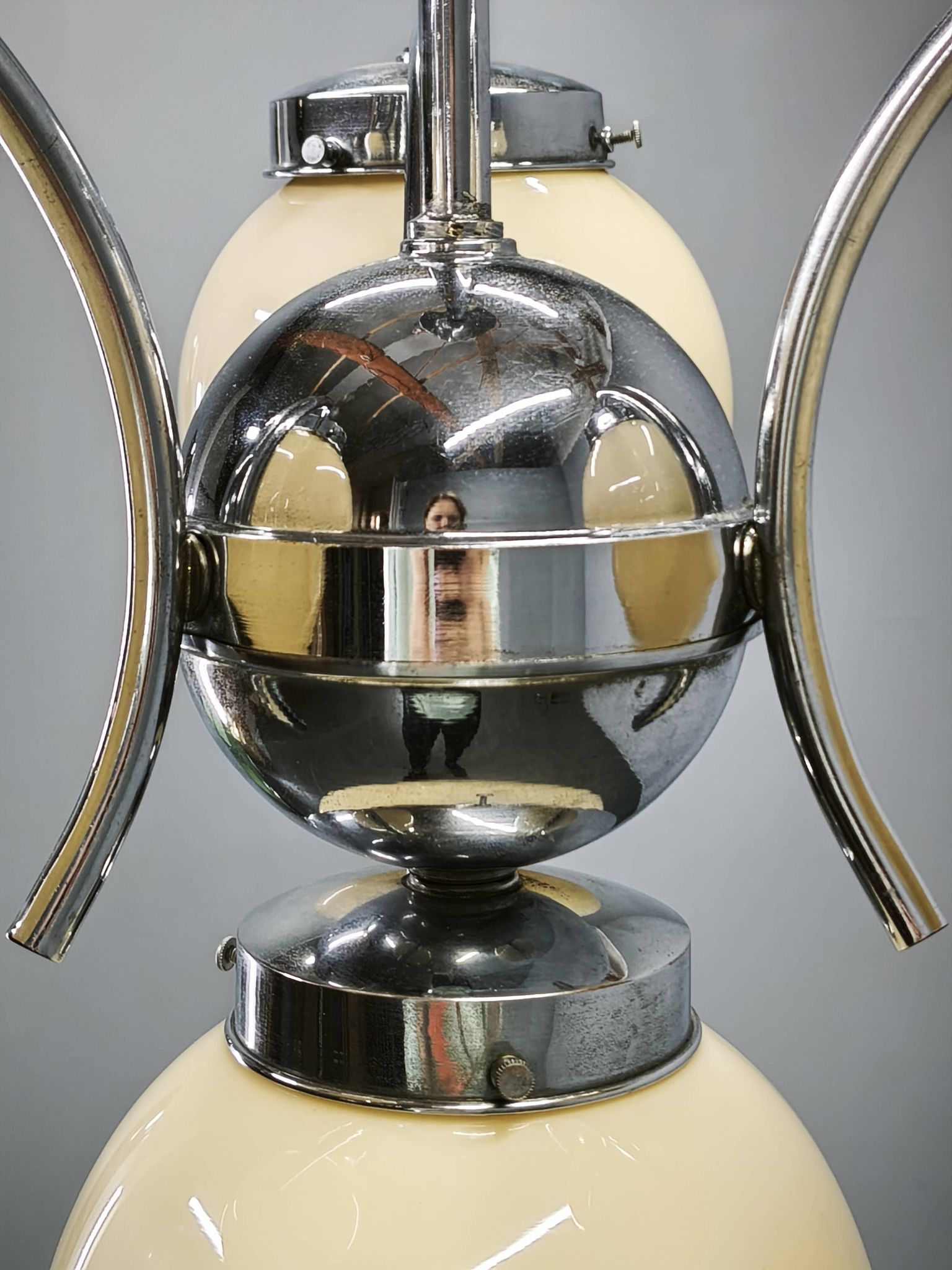 Lustre en verre Art Déco, Tchécoslovaquie, années 1930