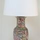 Chinese porcelain lamp foot with polychrome decoration of vintage flowers