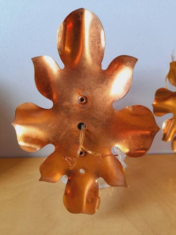 Paire D'Appliques Feuilles D'Acanthes 1970