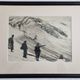 Vintage silver print of an alpine glacier and mountaineers, framed, 53x43 cm